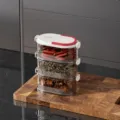 3-layer clear spice storage container with airtight clasp, perfect for kitchen seasoning. - 3 Layers Sealed Moisture-Proof / Apricot White