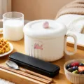 Stainless steel instant noodle bowl with lid, large capacity ramen bowl set with box. - No Specification / Pink Cute Kitten + Tableware Set