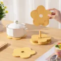 Wooden heat insulation pad, cute flower shape pot mat and coaster set with holder for dining table. - Flower Design 1 Piece / 12x12cm