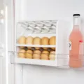 White 3-layer refrigerator side door egg storage box, space-saving plastic egg holder container for kitchen. - Side Door 3-Layer (1 Pack)