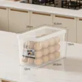 Clear plastic egg storage box with lid and handle, large capacity kitchen refrigerator organizer. - Transparent Handle Style - 1 Pack