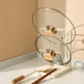 Keuken pan deksel houder dubbellaags metalen organizer met lekbak en bestekhouder wit - Dubbele Laag / crème