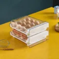 Double layer egg storage box clear plastic refrigerator organizer drawer holder 32 grid - Medium (32 Grids)