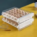 Double layer egg storage box for refrigerator drawer, transparent 60 grids holder with timer scale. - Extra Large (60 Grids)