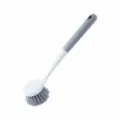 Long handled pot cleaning brush for kitchen dishes tableware durable grey white design 1 pack - 1 Piece Pack