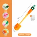 Brosse à tasse 4 en 1 en forme de carotte avec long manche et crochet, en orange. - Brosse à Tasse Quatre-en-Un Carotte / Orange