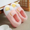 Cute pink plush indoor slippers with yellow wing details, warm and cozy winter home shoes. - 36-37 / Cute Duck (Pink) - Full Heel