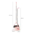 Pink pig broom and dustpan set for home cleaning, adjustable long handle household floor sweeping. - Cute Pig Broom Set