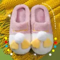 Fluffy plush winter slippers for women, cute duck design warm indoor couple cotton shoes. - Dreamy Duck in Purple