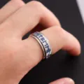 Men stainless steel spinner ring Viking runic band rotatable Nordic fashion jewelry gift - Size 7 / White