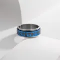 Men's titanium steel spinner ring featuring blue Norse Viking rune engravings for daily wear. - Size 7 / Blue