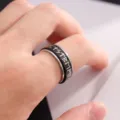 Men's rotatable titanium steel Nordic Viking rune ring, cool punk style gothic totem band jewelry. - Size 11 / Silver