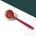 Long handle cleaning brush with durable polyester scrubber ball, ideal for kitchen pot and dish washing. - Wine Red Long Handle (Includes 1 Ball)