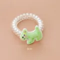 Grazioso elastico per capelli a spirale trasparente con cane cartoon dolce per donne. - Elastico per capelli / Cane Verde