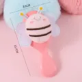 Cute cartoon plush bee air cushion massage comb for cute girls, portable pink hairbrush. - 13.7CMx8.6CM / Handle Comb - Pink Little Bee