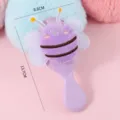 Cute plush bee cushion hair comb portable massage air bag hair styling tool for daily use - 13.7CMx8.6CM / Handle Comb - Purple Little Bee