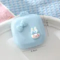 Pettine a cuscino d'aria pieghevole con coniglietto carino portatile con specchio spazzola capelli. - Coniglio con Fiocco / Blu