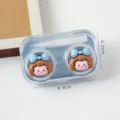 Cute cartoon resin doll contact lens case portable plastic student travel beauty contact box - Girl Style / Single Piece / Blue