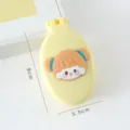 Mini foldable yellow hair brush and makeup mirror with cute cartoon girl design, portable. - Bun Hairstyle Girl Hairbrush