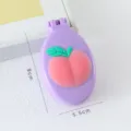 Purple peach folding hairbrush mini portable makeup mirror cute cartoon comb variant - Peach Hair Comb