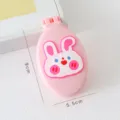 Pink cartoon rabbit folding hairbrush with mirror, portable mini compact makeup comb for travel. - Blushing Bunny Hair Comb