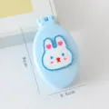 Macaron blue folding hairbrush with cute rabbit patch and portable cosmetic mirror, mini version. - Heart Bunny Hair Comb