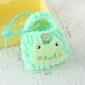 Süße Cartoon Plüsch Häkeln Mini Münzbeutel Tragbare Kopfhörer Aufbewahrungstasche Zubehörtasche - Frosch