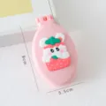 Portable pink foldable hairbrush with cute strawberry cartoon bear design, mini makeup mirror. - Strawberry Cake Bunny Hair Comb