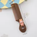 Pettine per capelli marrone con coniglio cartone animato, mini strumento per capelli carino per bambini - Marrone