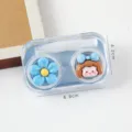 Cute cartoon resin doll contact lens case portable plastic companion box for daily use. - Flower Girl Style / Single Piece / Blue