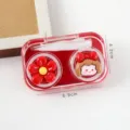 Cute resin cartoon contact lens case portable plastic companion box for travel use 6.9cm - Flower Girl Style / Single Piece / Red