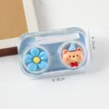 Cute resin cartoon contact lens case portable plastic travel eye contacts companion box - Flower Bear Style / Single Piece / Blue