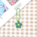Simpatico portachiavi con fiore verde e catenella a sfere, fresco ciondolo per borsa grazioso. - Stile catena a sfere / Fiore verde