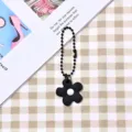 Portachiavi fiore nero ciondolo borsa carino stile ins accessorio anello chiave - Stile catena a sfere / Nero Fiore Piccolo
