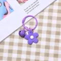 Portachiavi con fiore viola e campanella campanellino ciondolo borsa carino accessori donna - Stile con campanellini / Fiore Viola