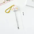 Süßer Cartoon Kaninchen Engel Ohrenstäbchen mit gelber Perlenkette tragbares Metall Tool 8.9cm - Ohrlöffel / Weißes Kaninchen mit gelben Flügeln