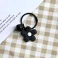 Portachiavi fiore nero con ciondolo a campana grazioso accessorio borsa per donne - Stile con campanellini / Nero Fiore Piccolo