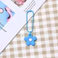 Portachiavi fiore blu carino ciondolo borsa colore caramella accessorio elegante per donne - Stile catena a sfere / Fiore Blu