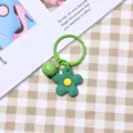 Portachiavi fiore verde stile ins coreano con campanella colorata e anello in metallo per borsa. - Stile con campanellini / Fiore verde