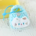 Niedliche blaue gehäkelte Plüsch-Münztasche tragbare Kopfhörer-Aufbewahrung süßes Design. - Katze