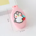 Portable pink folding hairbrush with cute cartoon bear design and compact mirror for travel. - Bunny & Bear Hairbrush