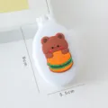 Portable mini folding hairbrush with cute cartoon bear burger patch and mirror for travel use. - Burger Bear Hair Combs