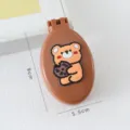 Portable folding pocket hair brush with cute bear design, mini makeup mirror comb for daily use. - Cookie Bear Hairbrush