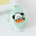 Portable cartoon folding comb with mirror, cute green mini pocket hair brush for travel. - Carrot Puppy Hairbrush