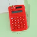 Mini cute red cartoon apple electronic calculator, portable student office pocket calculator. - Little Feet Red Apple / Red