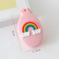 Portable foldable hairbrush with compact mirror pink 3d rainbow cute mini travel comb - Pink Rainbow Cloud Hair Comb