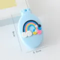 Cute macaron folding hair brush with rainbow cloud patch, mini portable pocket mirror comb. - Star Rainbow Hair Comb