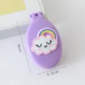 Portable folding comb with cloud and rainbow design, mini purple makeup mirror for use. - Emoji Rainbow Hair Comb