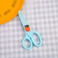 Cute cartoon student safety scissors with orange charm, portable DIY craft paper cutting tool. - Orange