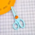 Cute cartoon student safety scissors with pumpkin decor, blue portable DIY craft tool variant. - Pumpkin